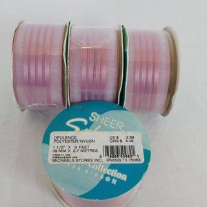 Dusty Rose Pink Lot of 4 Opulence Polyester Nylon Sheer Ribbon 1.5"x9' Each NOS